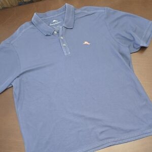 TOMMY BAHAMA Blue Polo Shirt with Pink Logo Sz xxl